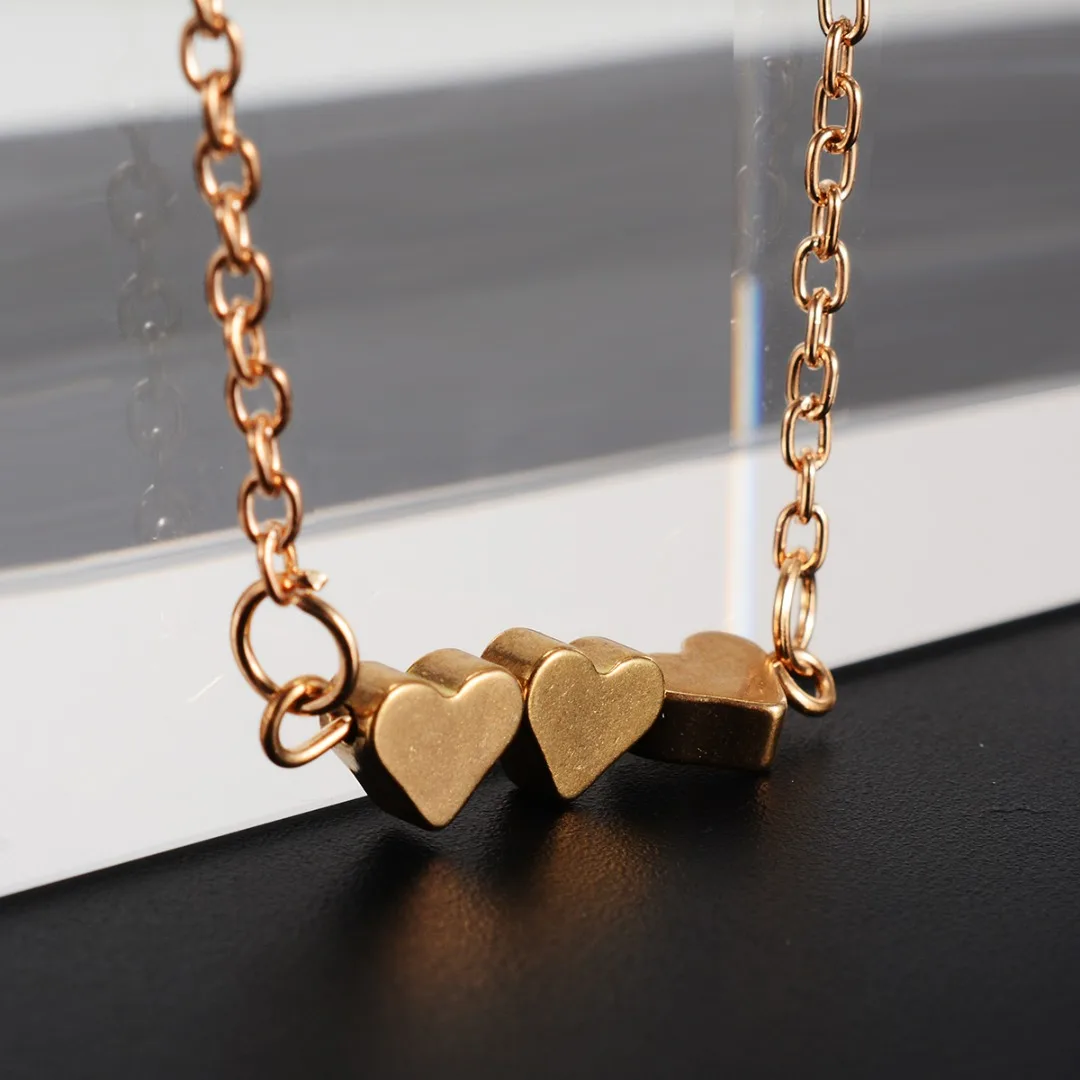 

Shellhard Trendy Women Jewelry Three Love Heart Pendant Necklace largos de moda collares Simple Long Choker Chain Christams Gift