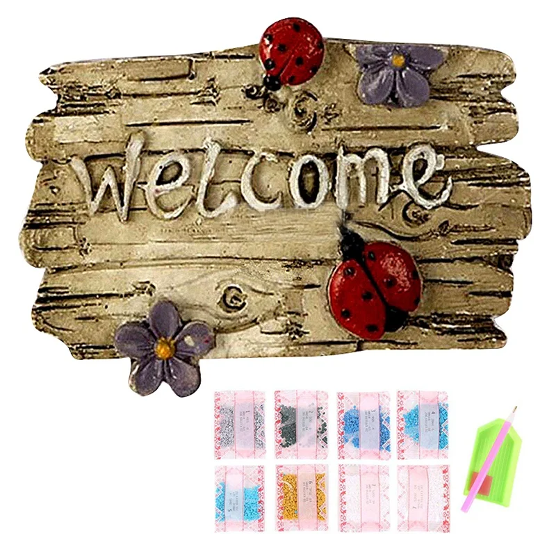 

5D DIY Diamond Painting Full Round Drill "Welcome" Embroidery Cross Stitch Gift Home Decor Gift