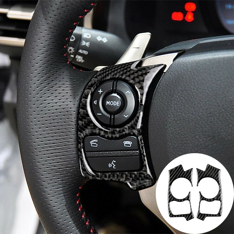 

2pcs Carbon Fiber Black Steering Wheel Button Cover New Decorative Stickers Suitable For LEXUS IS250 IS300 IS350 2014-2017