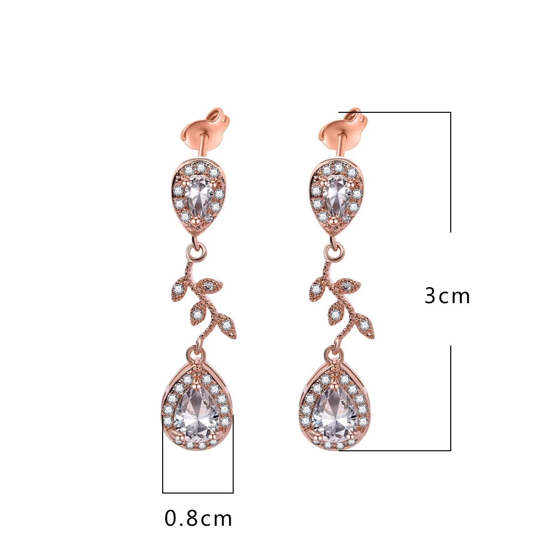 Mode Kristall Frau Rose Gold Ohrringe Für Hochzeit Zirkon Ohrringe