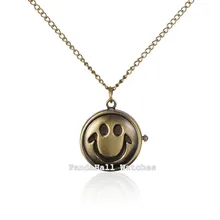 2 шт. плоский круглый сплав улыбка уход за кожей лица кулон цепочки и ожерелья кварцевые карманные часы, раскладушка часы с железными цепочками и