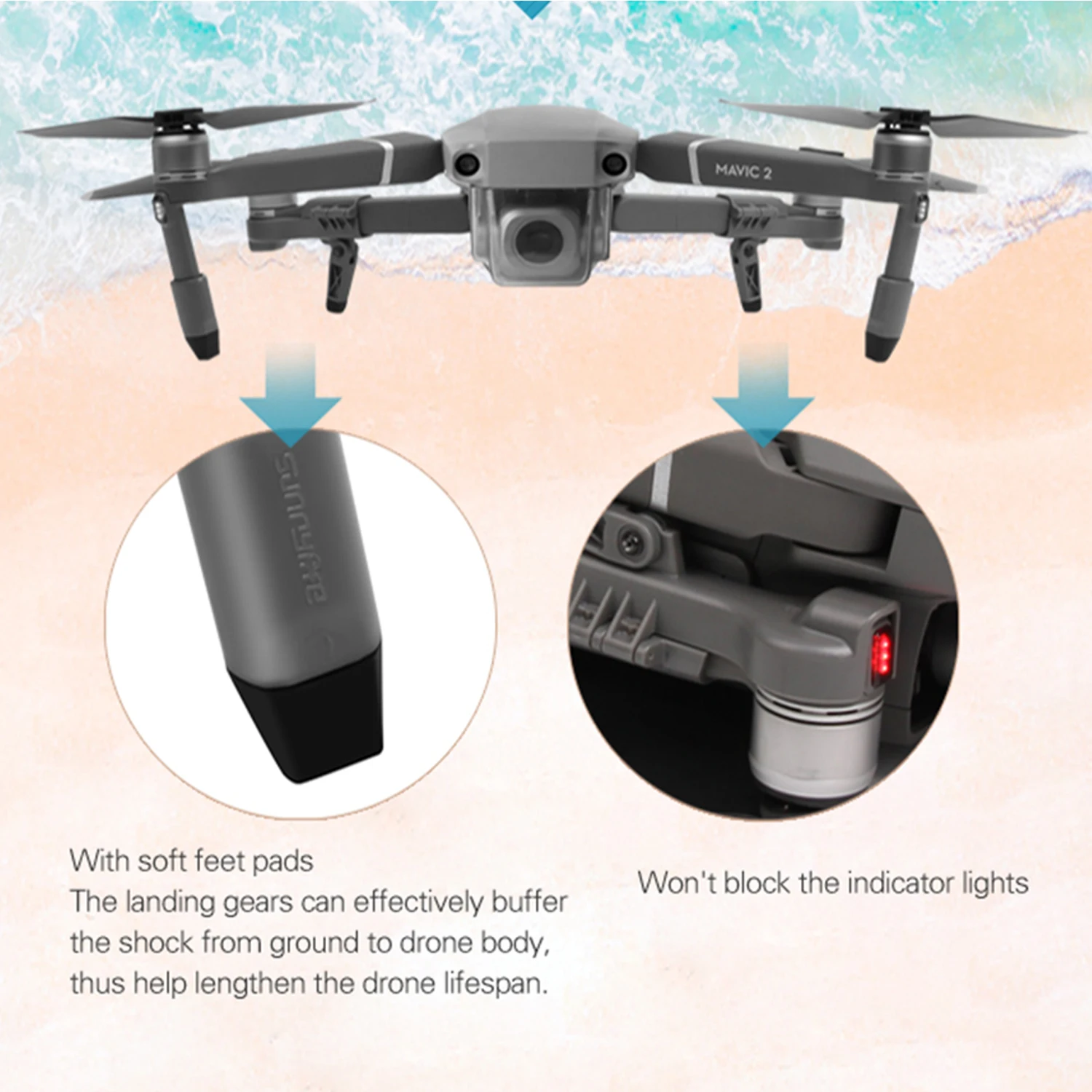 SUNNYLIFE 4 шт. складные удлинители ножек опорные ножки защита для DJI Mavic 2 Pro Zoom