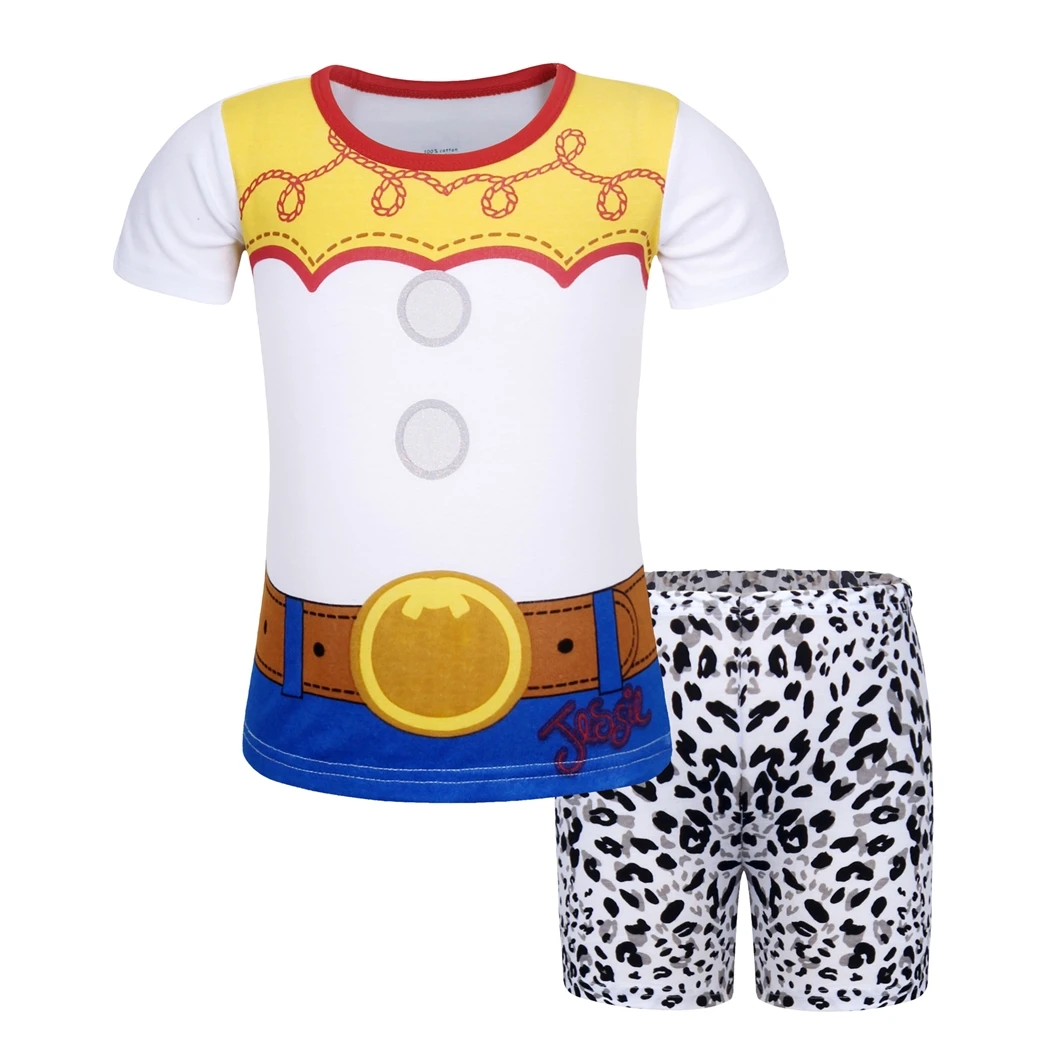 

AmzBarley Girl Pajama Set Jessie Costume Dress Up Children Girls Cotton Pajamas Sets Short Sleeve Leisure Nighty 1-7 Years
