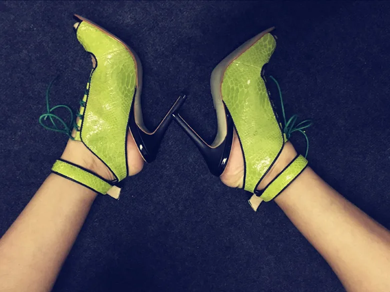 

Abesire Woman Solid Green Ankle Strap Sandals Boots Female Peep Toe Lace-up Ankle Boots Girls Slingback Shoes Lady Short Boots