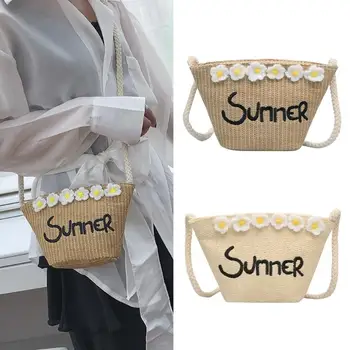 

Bohemian Hand Woven Straw Beach Bag Summer Woman's Shoulder Bag Rush Rattan Messenger Bags Travel Cell Phone Pouch