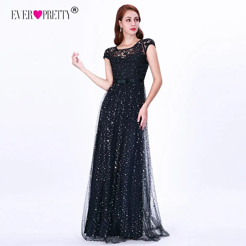 Prom Dresses Long 2018 Ever Pretty EZ07650 Women's Elegant Navy Blue Sleeveless Lace Appliques