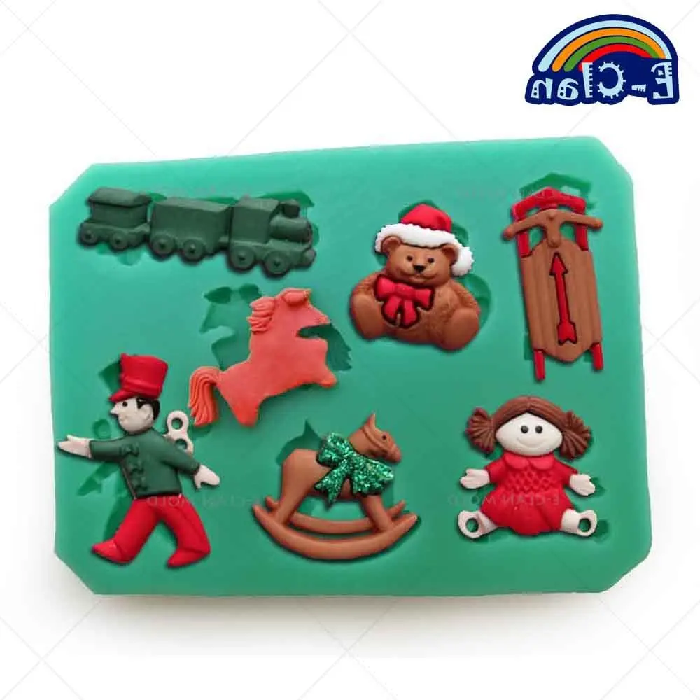 

Girl Horse Bear Train Silicone Molds For Cake Decorating Fondant Cake Form Chocolate Epoxy Resin Mould Crafts Tools F0599HC