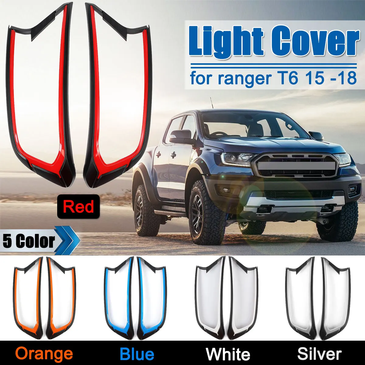 

2Pcs/set 5 Colors Head Light Front Covers Shell Lampshade Without Light For Ford Ranger T6 2015-2018 ABS Lamp Hoods