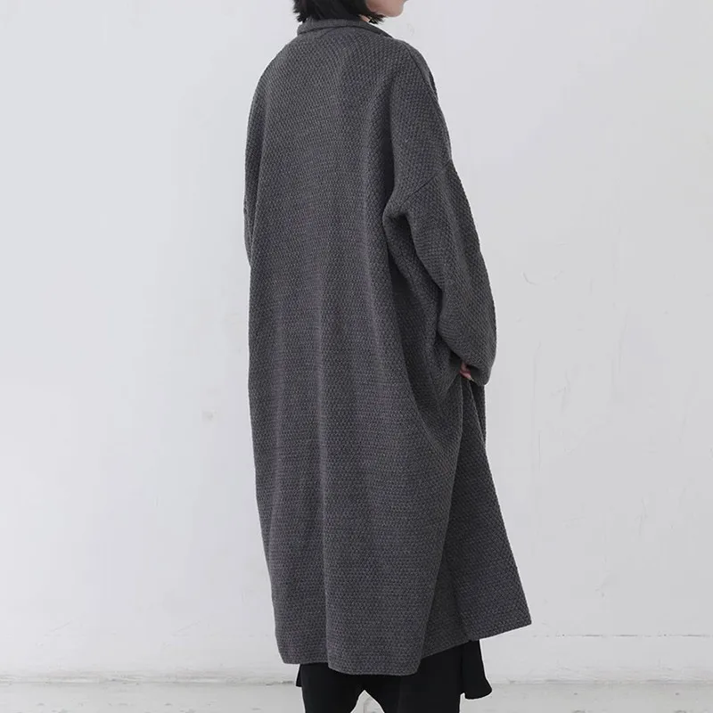 Chandail Et Pour À Cou Manches darkgrey Automne Surdimensionné Longues Cardigan Mode Femelle Casual Gray Plus V Les Tricot Femmes L553 Long Épais 2018 xWOOgz74