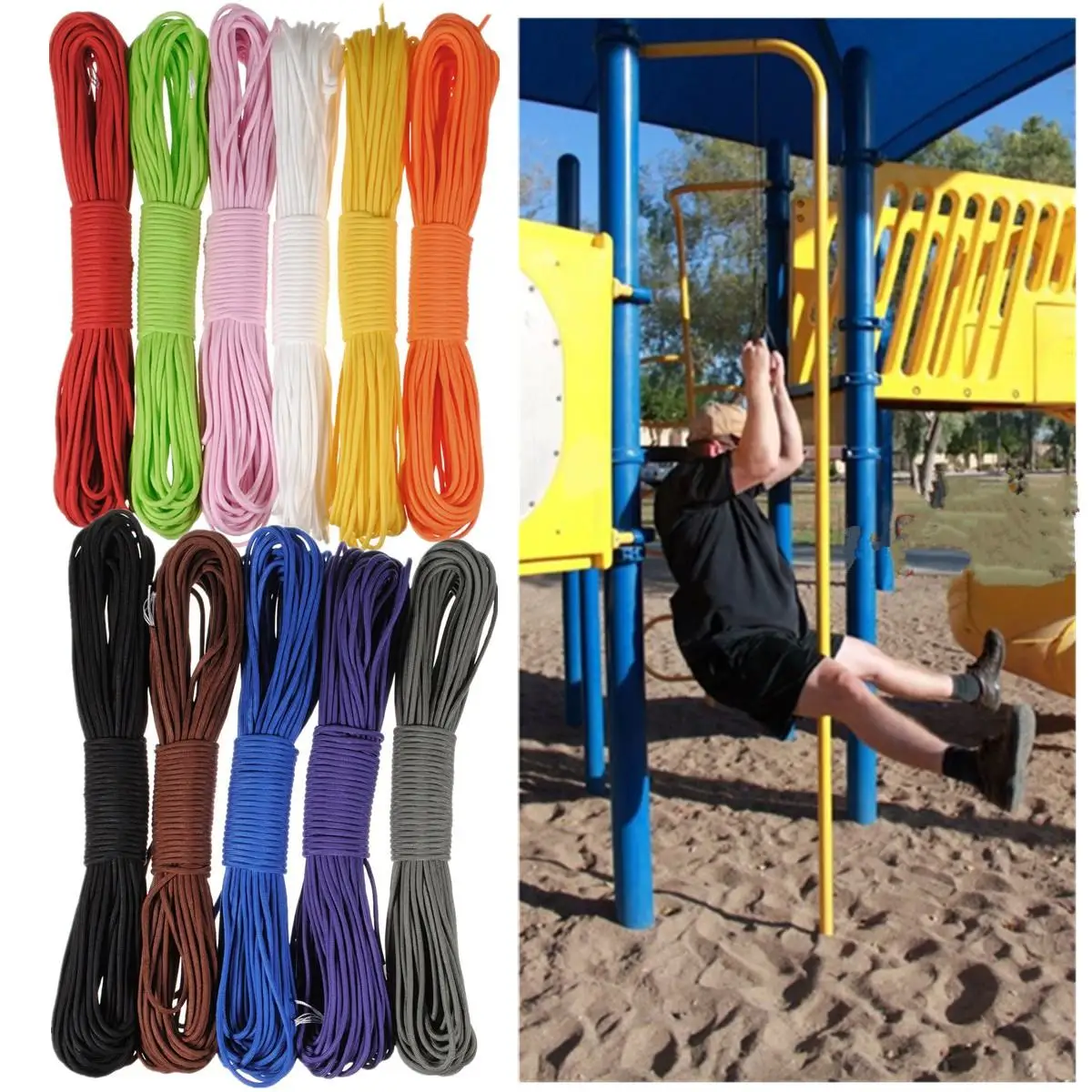 30.5 M/100FT 550lb النايلون Paracord في 7 ستراند كور المظلة سلسلة حبل التخييم الطوارئ بقاء 30.5 M/100FT 550lb النايلون Paracord في 7 ستراند كور المظلة سلسلة حبل التخييم الطوارئ بقاء