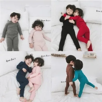 

Cotton Kids Pajamas Set Candy Color Turtleneck For Boy Girl Autumn Winter Toddler Sleepwear Fashion Home Wear Baby Kid Nightwear