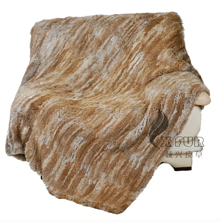CX-D-15A Китай ручной работы на заказ вязаный натуральный мех кролика пледы одеяла постельные принадлежности диван