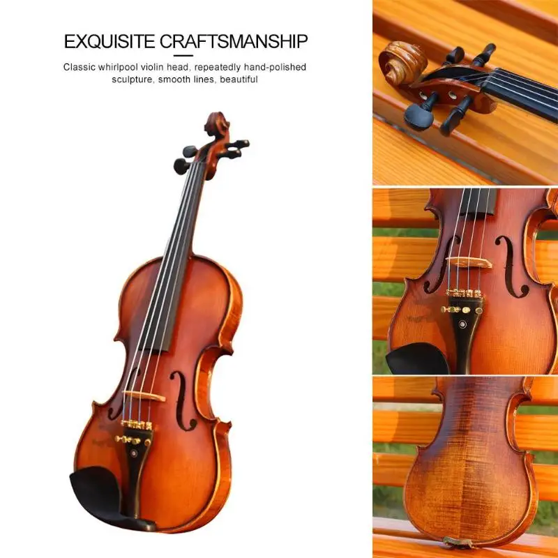 

Handmade Antique Matt Violin Spruce Wood with Violin Case Bow Shoulder Rest for Musical Stringed Instrument Lovers Beginners