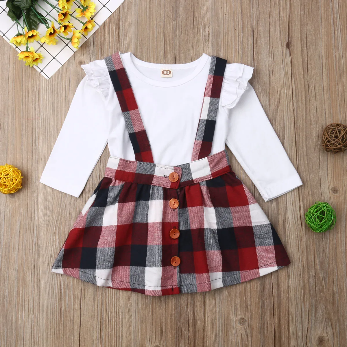 Платье для маленьких девочек, комплекты, топы, комбинезон, рубашка, короткая юбка с бантом, комплект одежды из 2 предметов