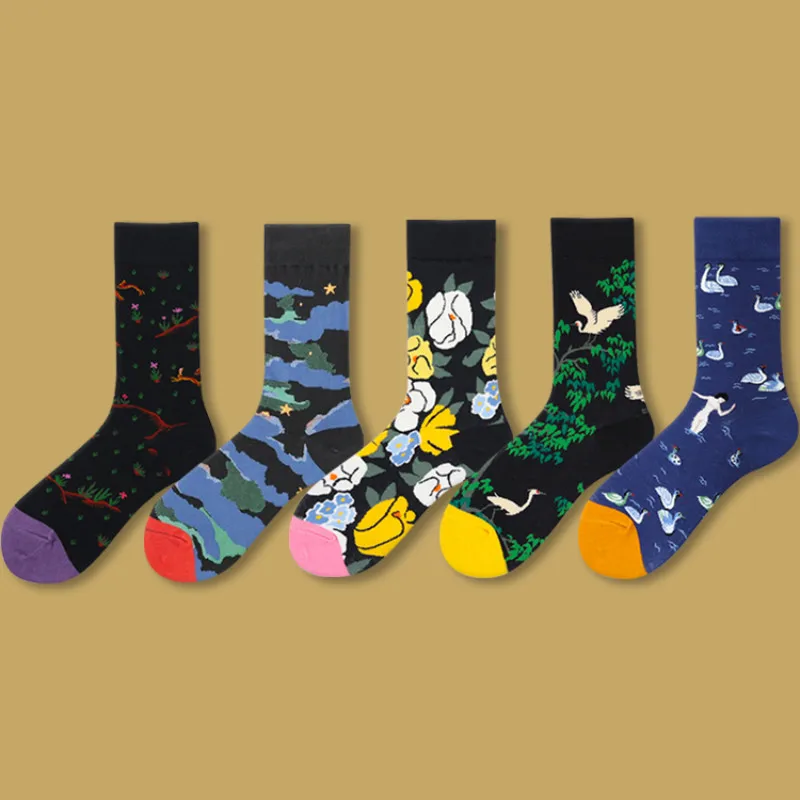 

Dropshipping Warm Men's Socks Harajuku Funny Mens Dress Colored Socks With A Pattern As A Gift For Men