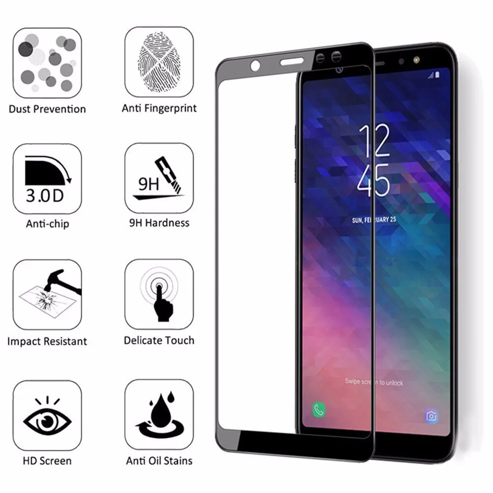 3D полное покрытие из закаленного стекла для samsung Galaxy A8 6 J4 J6 Plus M10 безопасная защита экрана для samsung J7 Duo Max J3 GlaS