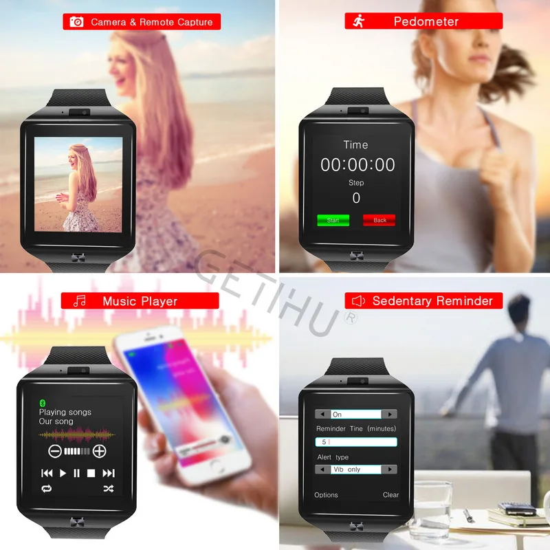 CAINUOS Bluetooth Смарт часы Relojes Relogios TF SIM Камера для IOS iPhone Samsung Huawei Xiaomi Android Phone|Цифровые