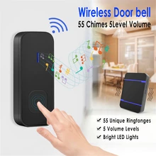 Ue/AU/royaume-uni/US Plug sans fil sonnette étanche IP55 anti-poussière porte cloche 300M gamme à distance sans fil porte anneau 55 carillons anneaux