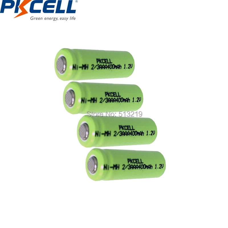 

4PCS PKCELL 2/3AAA 400mah 1.2v NI-MH rechargeable battery 2/3 aaa batteries flat top for Toys Wireless Mouse Game Handle