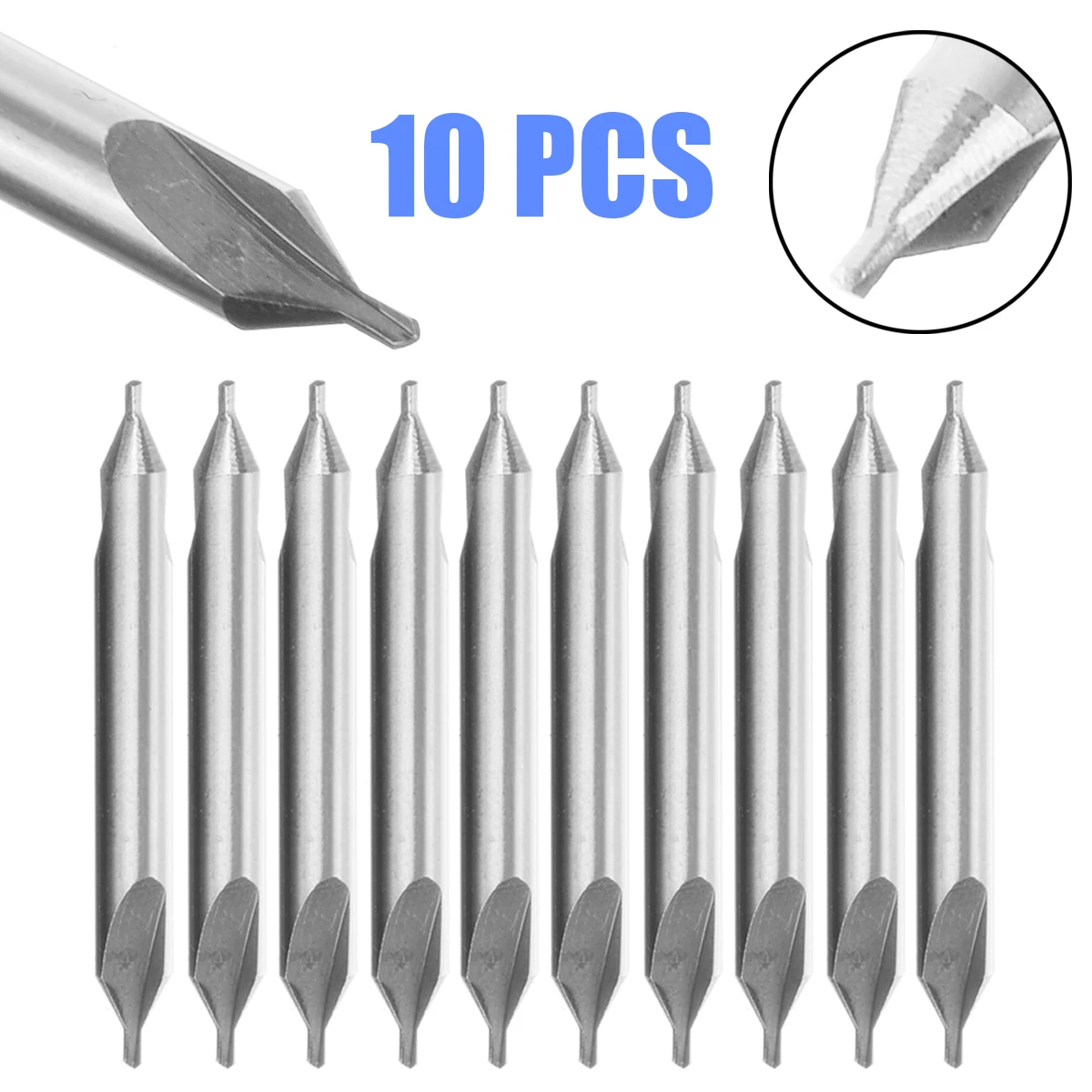 

10pcs A-Type 1/8" Shank HSS Combined Center Drill Bit 60 Degree Angle Countersink Drill Bits Set For Power Tools