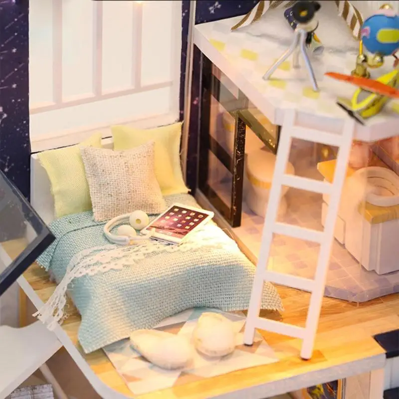 Миниатюрный Кукольный домик здание ручной работы Дом DIY хижина сборки модель мебель Дети подарок на день рождения развивающие игрушк