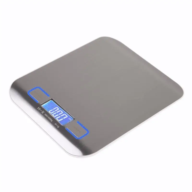 11 фунтов/5000 г x 1 г ультра-тонкие цифровые кухонные весы с сенсорным экраном Светодиодный весы из нержавеющей стали