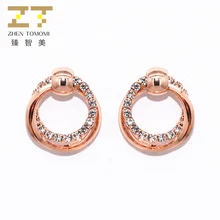 Самые популярные женские модные серьги Bijoux цвета розового золота, геометрические круги, сверкающие стразы, серьги-гвоздики, Женские Ювелирные изделия