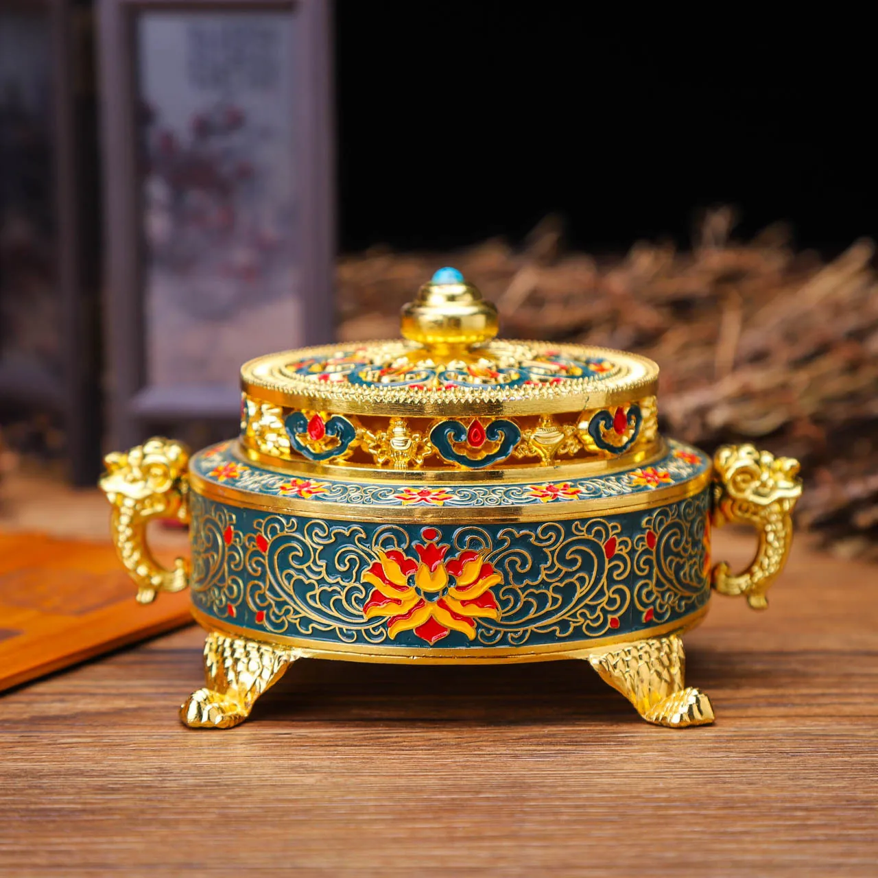 عالية الجودة الملونة سبائك مبخرة إمدادات البوذية غرفة مجموعة اللوتس زهرة Incenseburner المنزل ديكور عالية الجودة الملونة سبائك مبخرة إمدادات البوذية غرفة مجموعة اللوتس زهرة Incenseburner المنزل ديكور