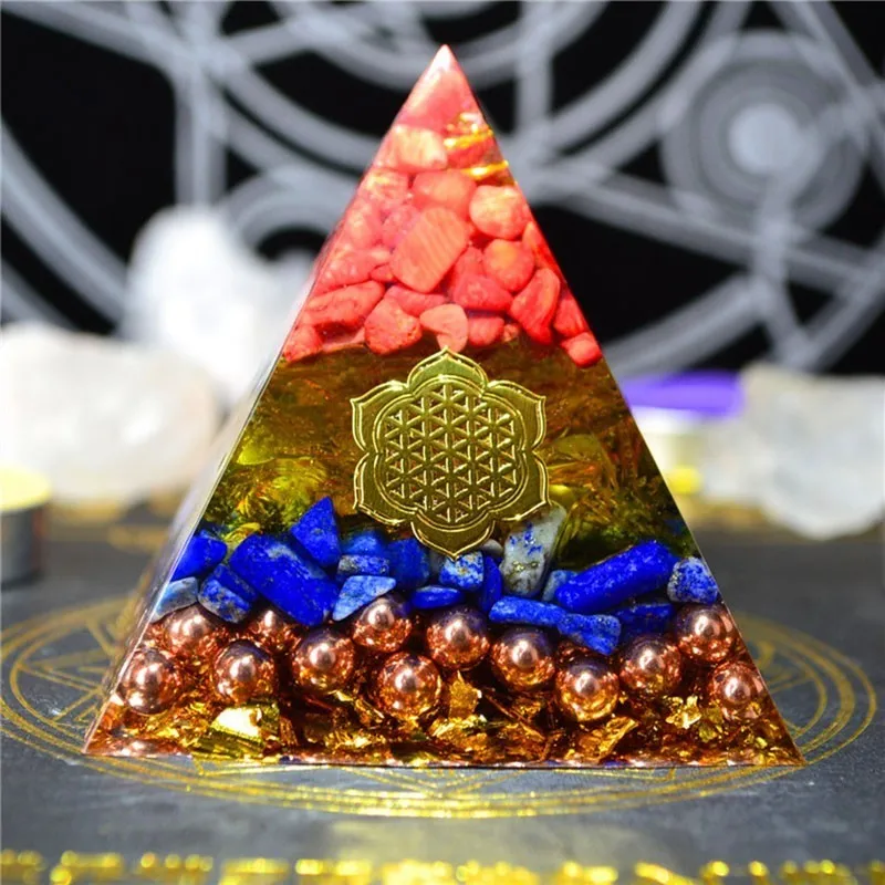 Verzamelen Fortuin Orgonite Piramide Reiki Feng Shui Decoratie Kristal Rune Orgone Accumulator Hars Decoratieve Craft Sieraden