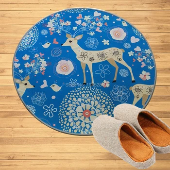 

Deer and Flowers Round Carpet Rug Mat Living Room Bathroom Kitchen Hallway Doorway Rugs Floor Mats Doormats Anti-slip Carpet