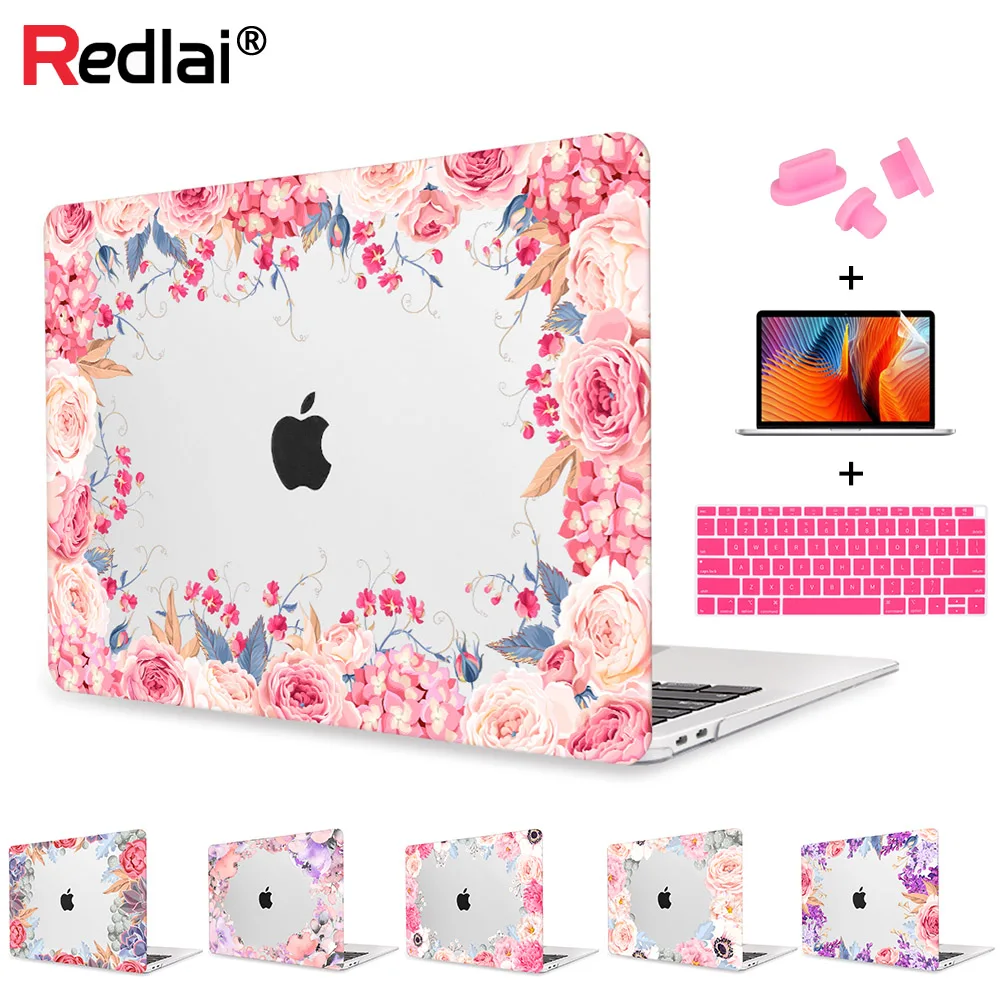 Redlai Air 13 дюймов Чехол A1932 Pro 13 15 Touch bar цветочный принт твердая оболочка для MacBook 1" Старый воздух Pro retina 13 15