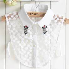 Кружевная рубашка Dickie маленькая круглая шея горный хрусталь любовь ногтей жемчужный галстук ложный воротник Съемная Женская отстегиваемая блузка