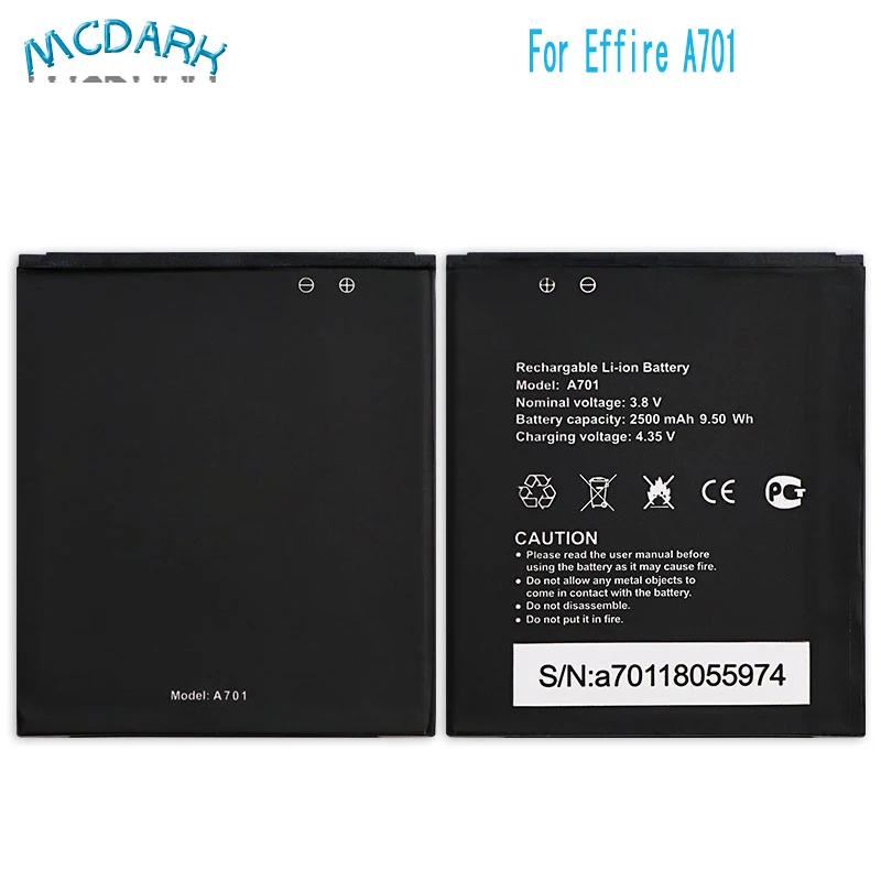 Mcdark 2500 мАч Высокое качество для Effire A701 батарея A7 запасные батареи сотового