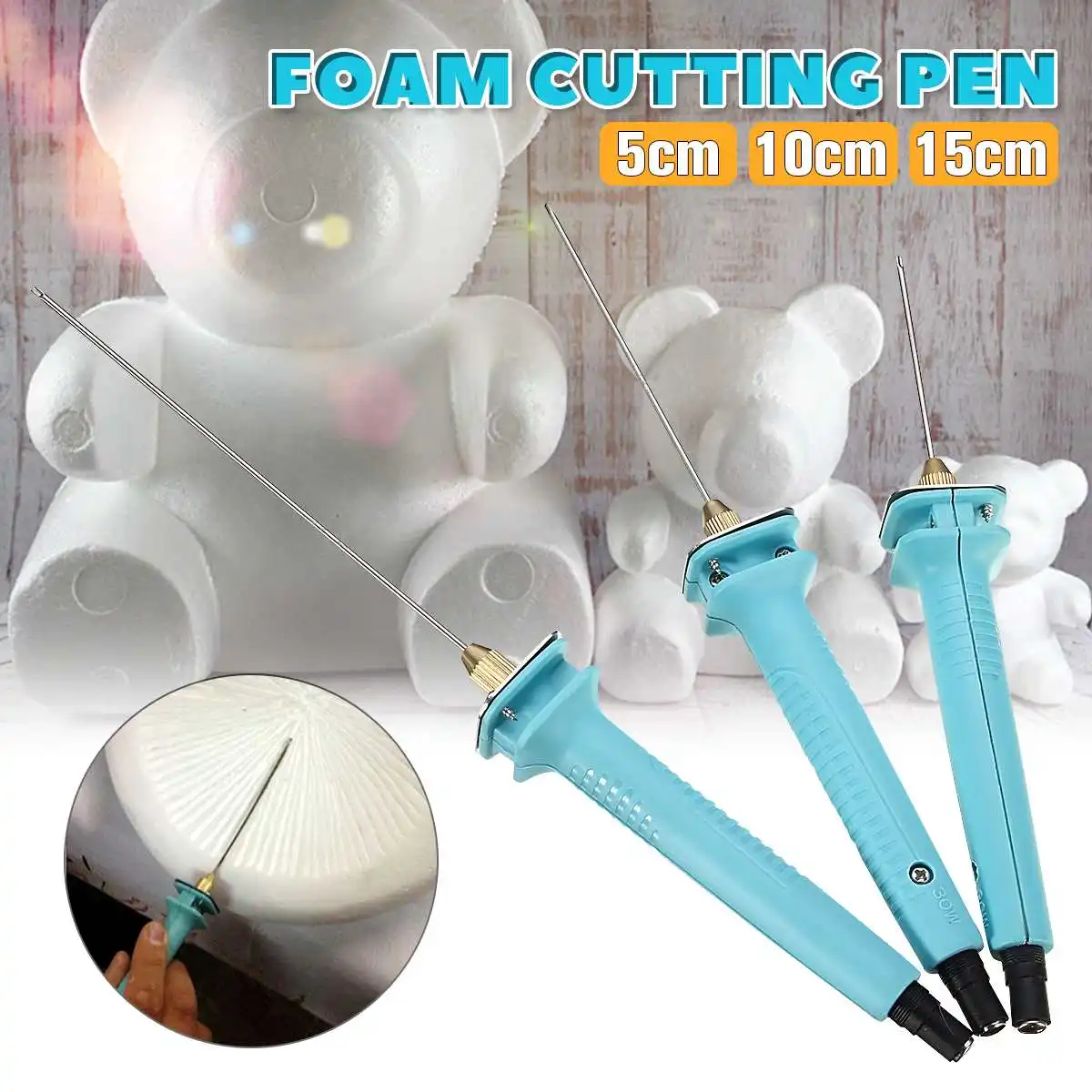 

5/10/15cm Foam Cutting Pen Electric Polystyrene Machine Cutter Kit Tool Hand Held Engraver Hot Knife Styrofoam