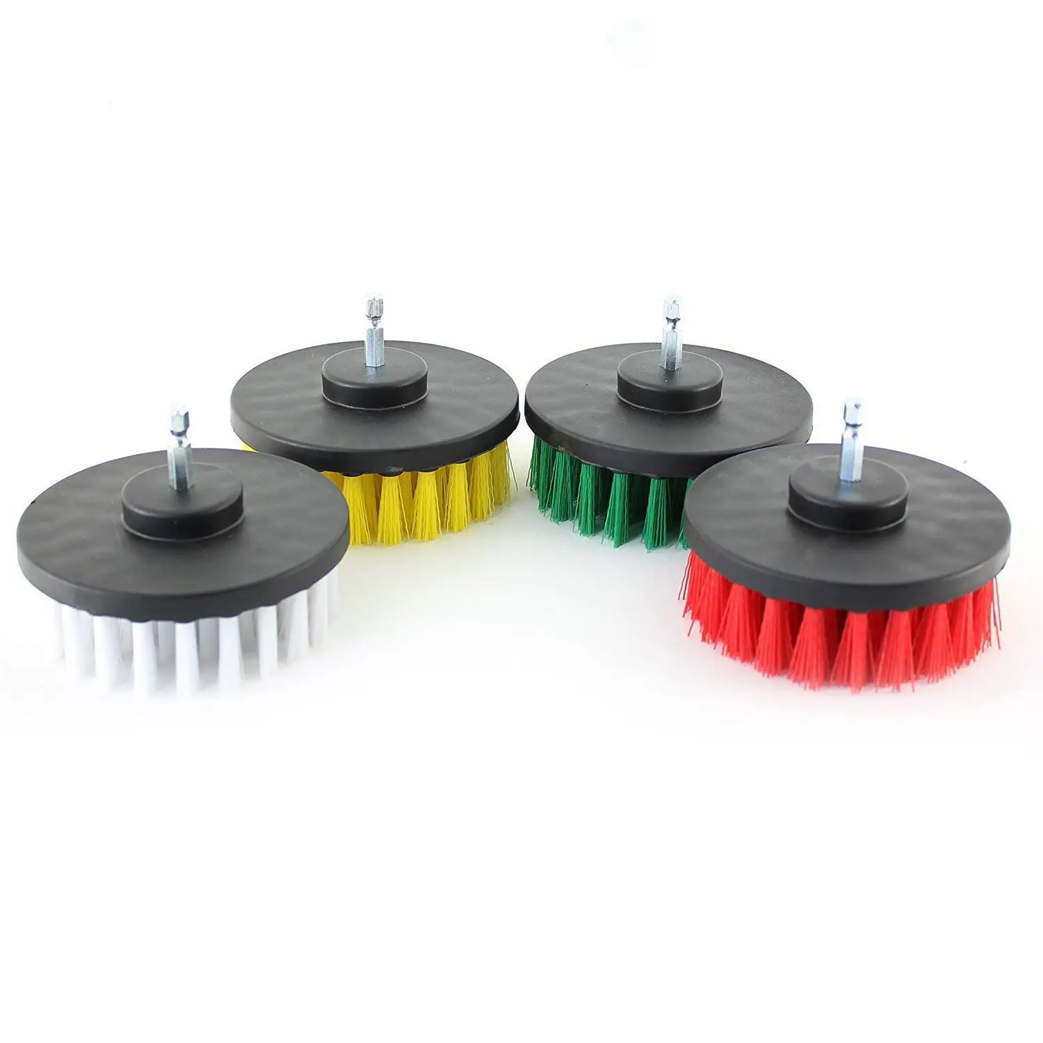 

4In 4 Piece Soft, Medium and Stiff Power Scrubbing Brush Drill Attachment for Cleaning Showers, Tubs, Bathrooms, Tile, Grout,