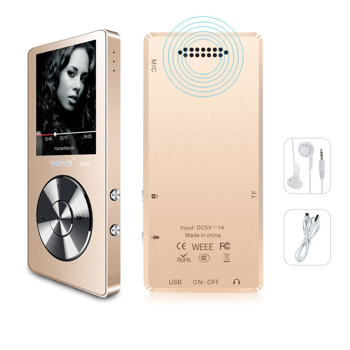 

Original metal MP3 player lossless HiFi MP3 Music player with High Quality Sound out Speaker E-book FM radio Clock
