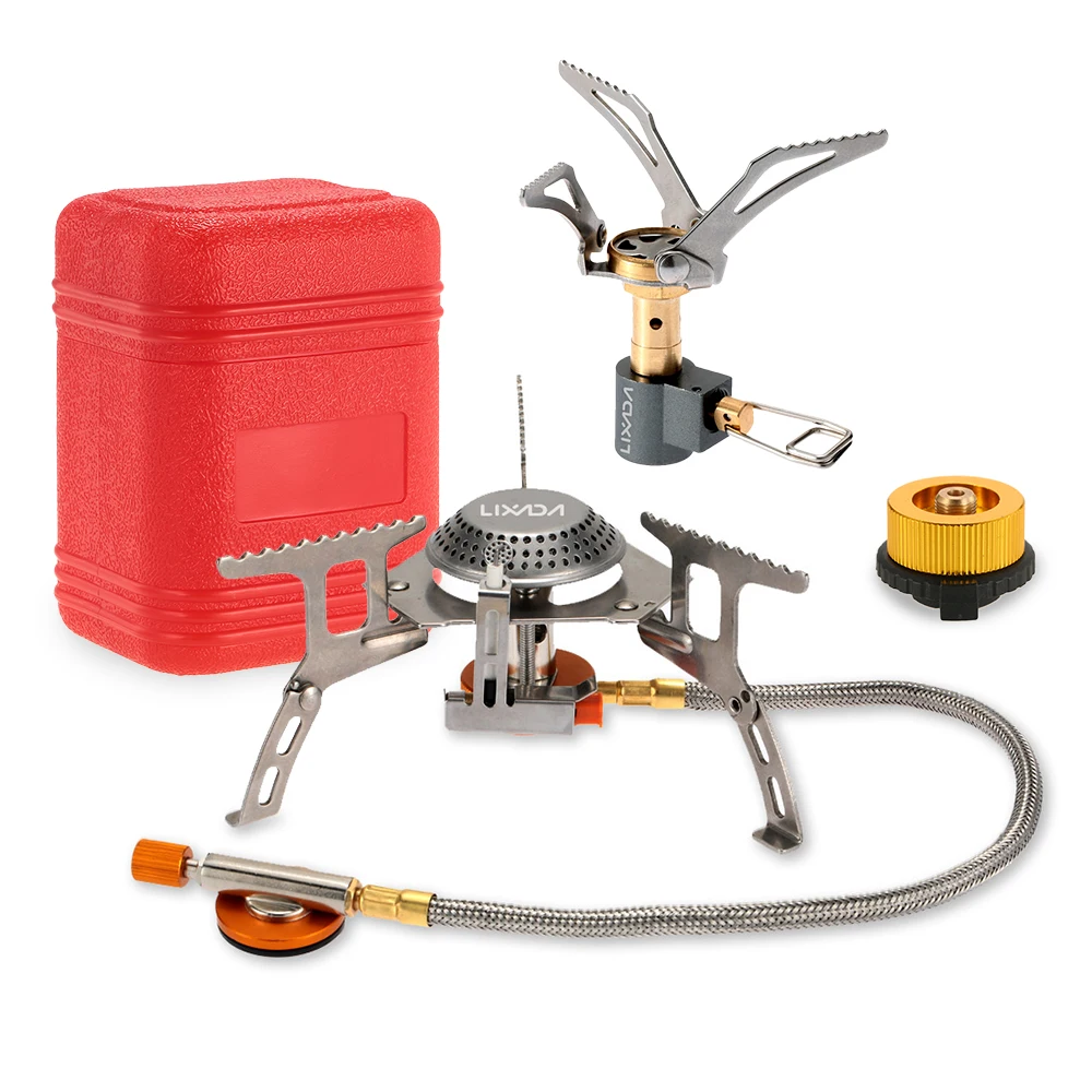 

Portable Camping Cookware Set Folding Mini Pocket Stove Outdoor Camping Gas Stove Split Burner with Gas Conversion Head Adapter