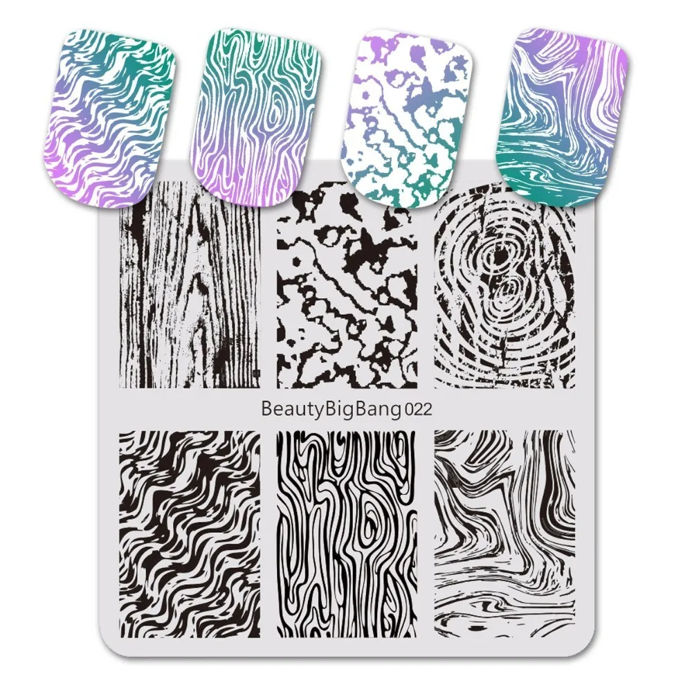 

Beautybigbang Nail Stamper 6*6CM Square Stamping Nail Polish Retro Marble Tree Theme Nail Art Template Nail Stamping Plates