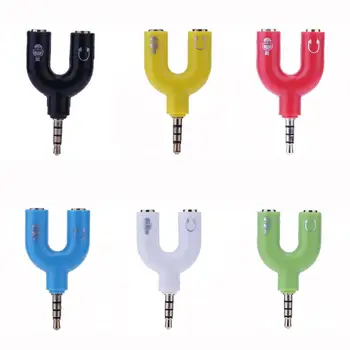 

3.5mm Stereo Audio Jack Earphone Headphone 2 Way U Splitter Adapter