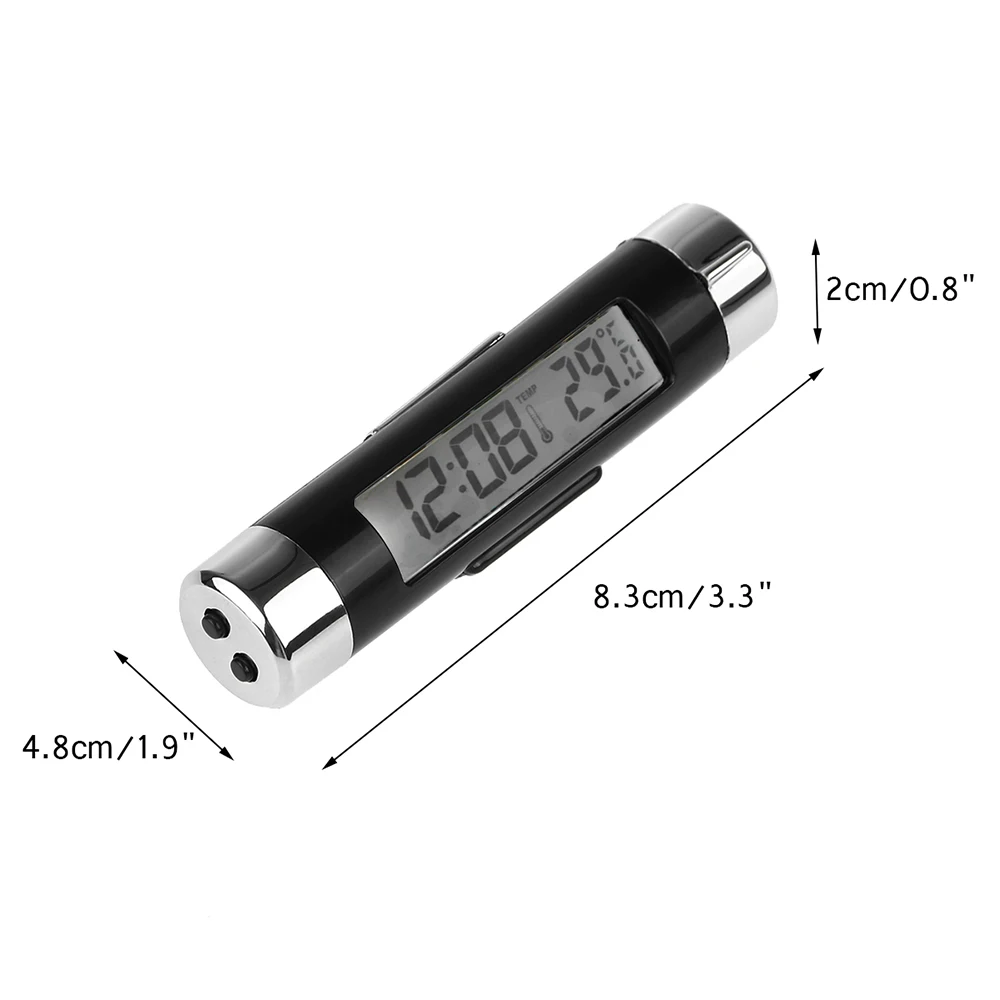 

Car LCD Clip-on Digital Temperature Thermometer Clock Calendar 2 in 1 Automotive Blue Backlight Clock