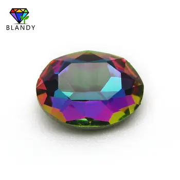 

Multi Color Glass Stone With Golden Plated Bottom 2x3~13x18mm Oval Cut Mystic Color Glass Beads Synthetic Gems For Jewelry