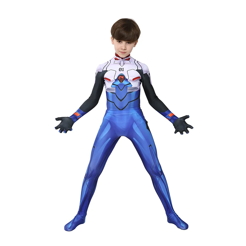 

Kids Anime Neon Genesis Evangelion Eva Ikari Shinji Gundam Machine Armor Warrior Zentai Suit Carnival Halloween Cosplay Costume
