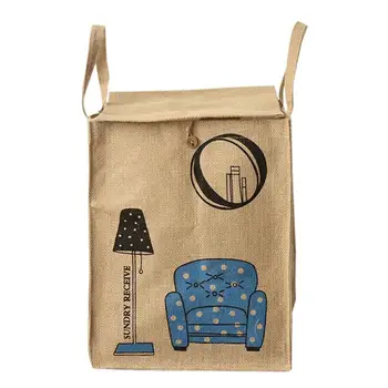 

1pcs Beautiful Printing Simple Jute Laundry Bag Handle Dirty Clothes Bag Cover Laundry Bag for Laundry Room Home Washhouse