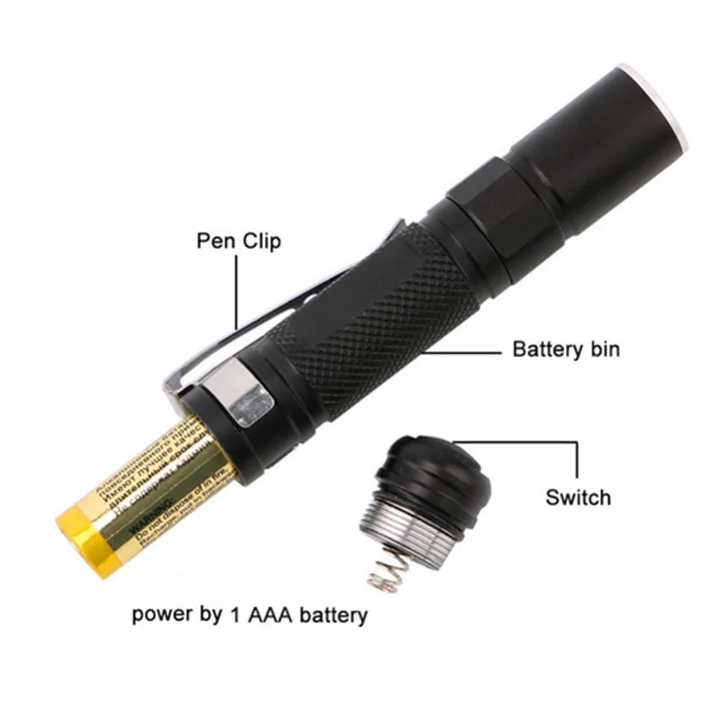 Портативный мини ручка светильник Q5 2000LM светодиодный вспышка светильник Фонарь карманный светильник Водонепроницаемый Фонари AAA Батарея Мощный светодиодный для охоты