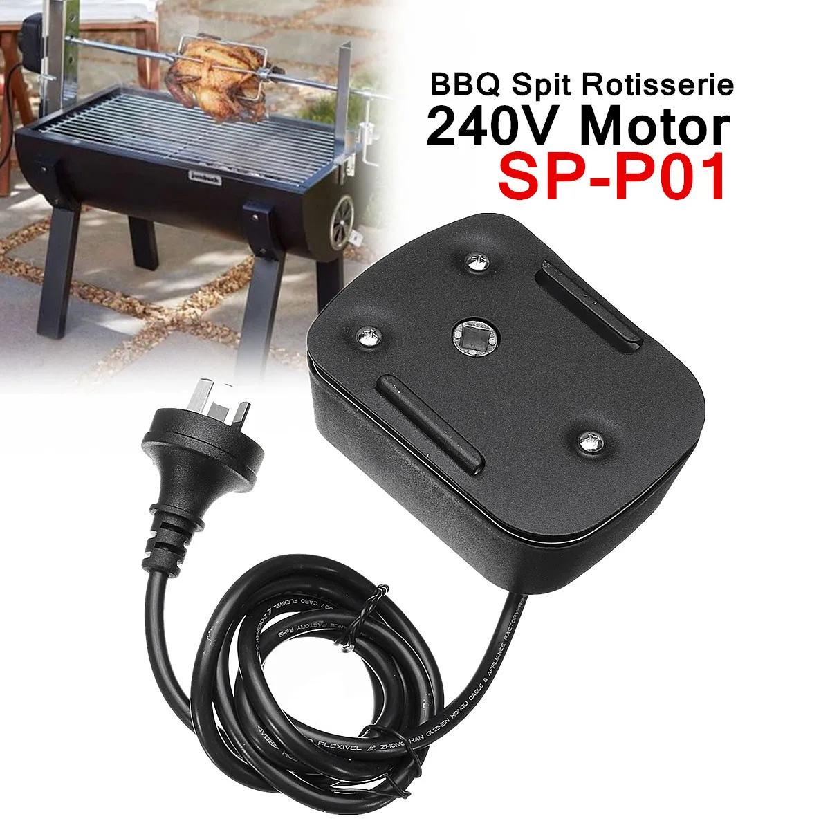 

SP-P01 Barbeque BBQ Spit Rotisserie 240V Motor For Roasted Lambs Piglets Chicken AU Plug 2-3R.P.M Speed