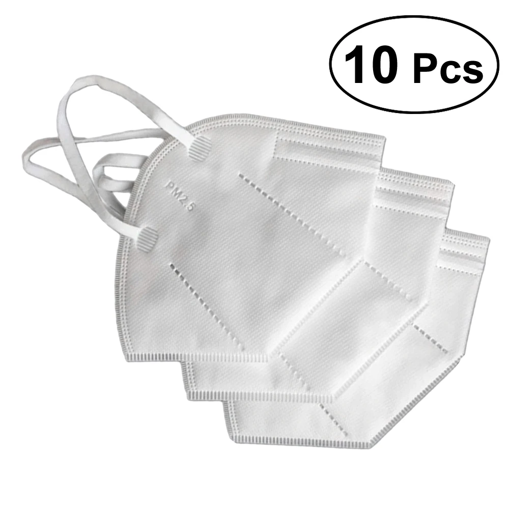 

10Pcs Disposable Portable Non-Woven Three Layers Dustproof Mask PM2.5 (White)