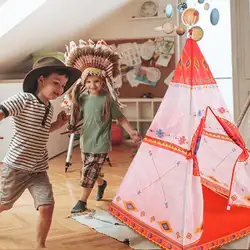 Индийский стиль горячий натуральный индийский узор палатка для детей Teepees безопасность Типи портативный игровой домик для детей игра в
