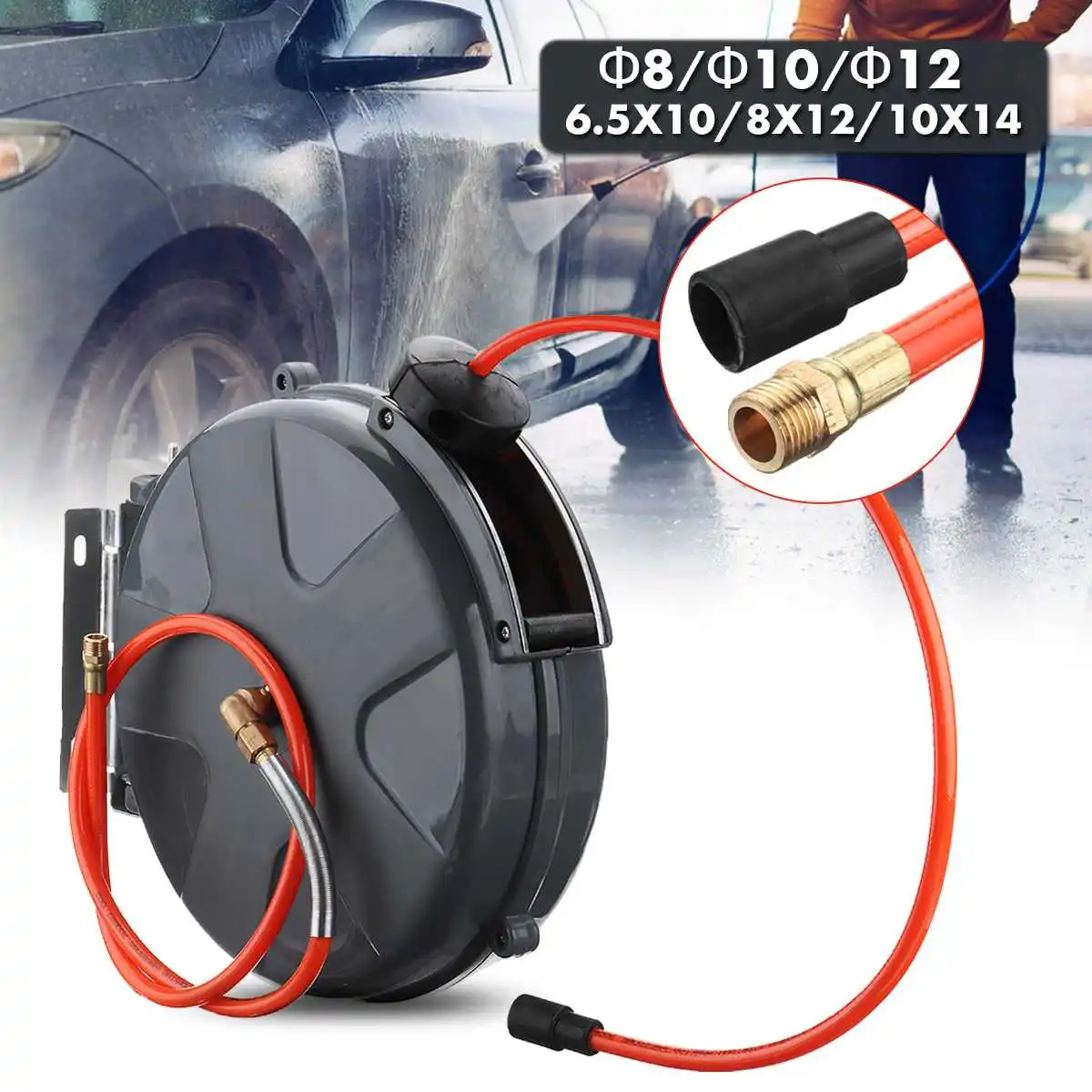 

6.5x10mm/8x12mm/10x14mm Air Hose Reel Automatic Plumbing Hoses Professional for Car beauty Repair Tools