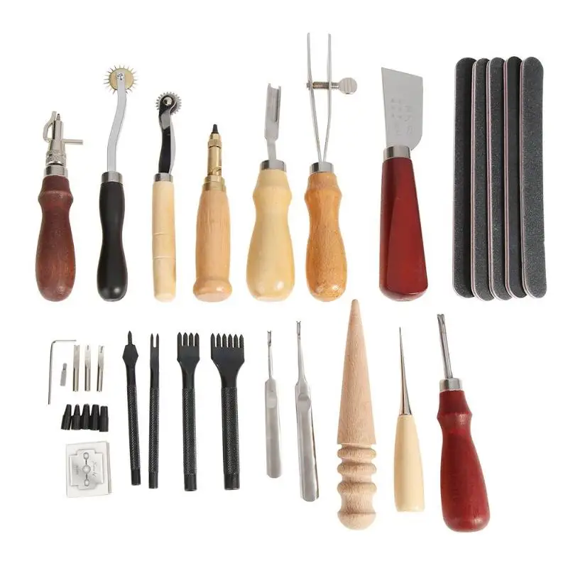 

19/50/59pcs DIY Tools Handmade Leather Suits Set Edger Groover Trench Belt Puncher Device Hand Tool