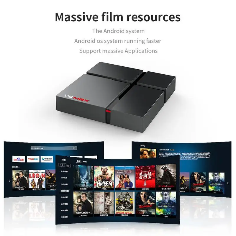 V8 Max Android 8.1 Smart TV Box Amlogic S905X2 Davlin MP2 2.4G+5G Wifi 100M Network Media Player 4G 32G 4K Set Top Box